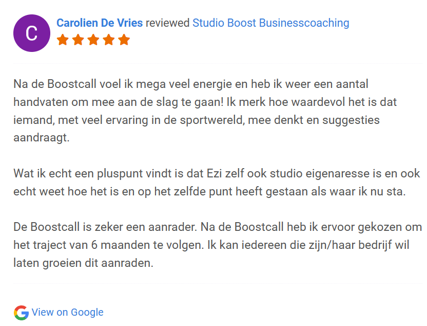 review fitness business coaching in Nederland