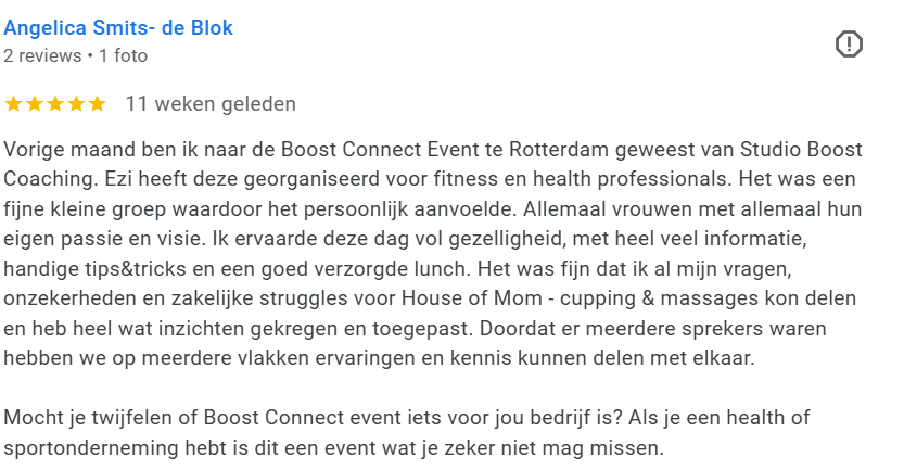 Review Boost Connect netwerkevenement voor fitnessprofessionals en health professionals